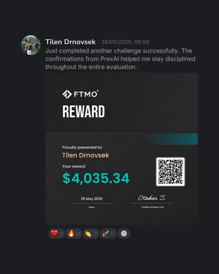 Trader certificate or payout confirmation from a prop firm