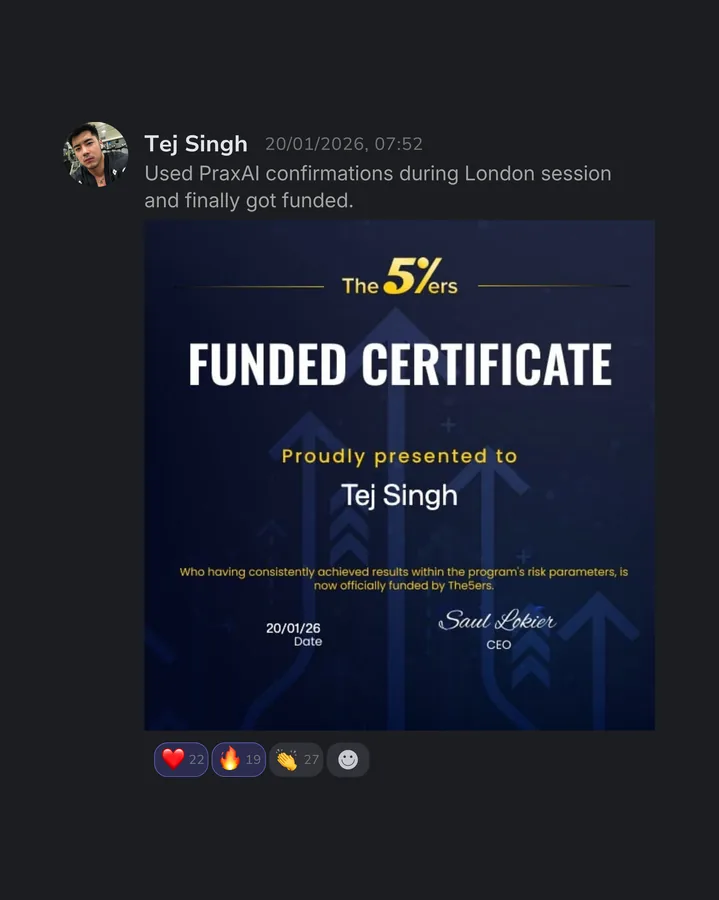 Trader certificate or payout confirmation from a prop firm