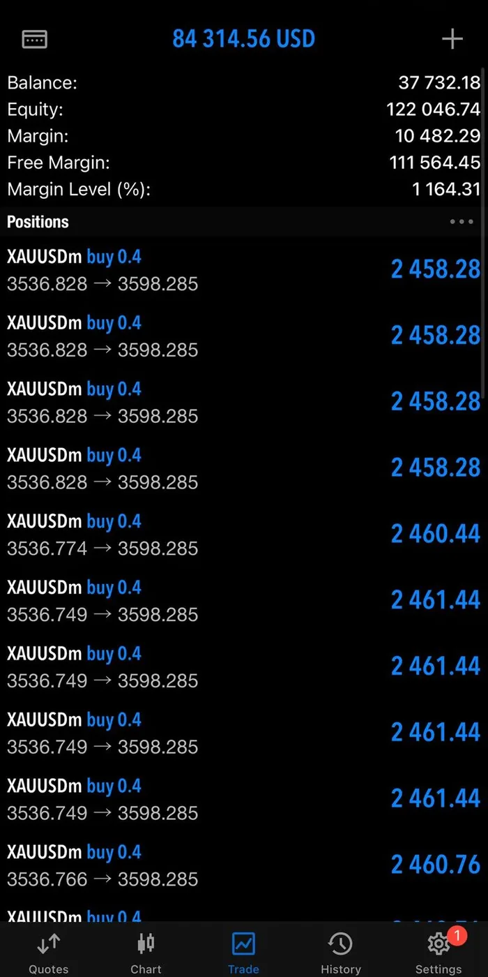 MT5 trade history proof